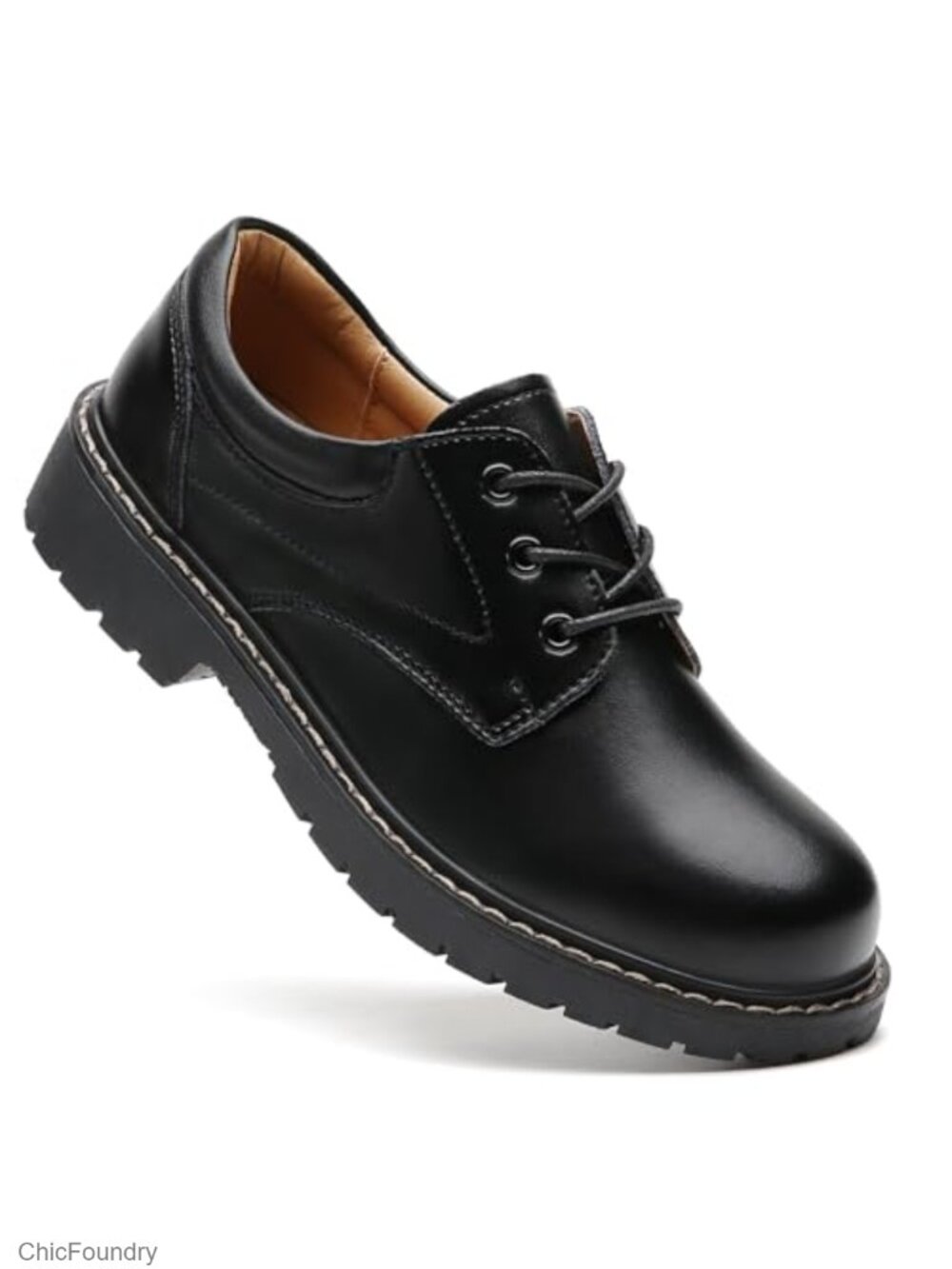 Women's Non Slip Work Oxford Shoes - Lace Up Faux Leather Platform Brogues